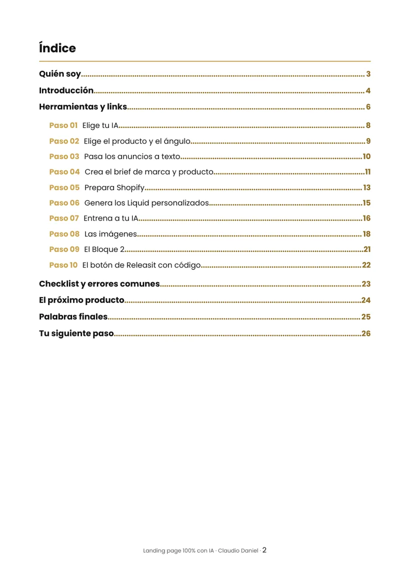 Página del índice del ebook